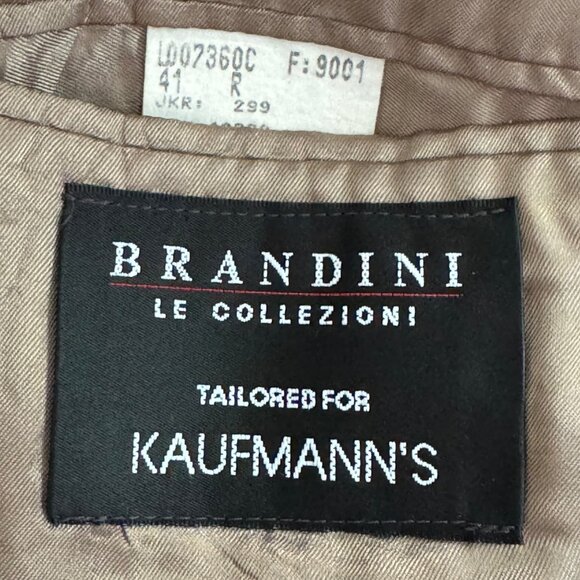 Brandini Le Collezioni Mens 41R Wool Silk Plaid Blazer Three Button Brown Canada - Picture 4 of 13